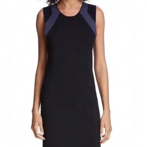 Vince Womens Black Navy Colorblock Wool Blend Knit Sheath Dress Large RN106730